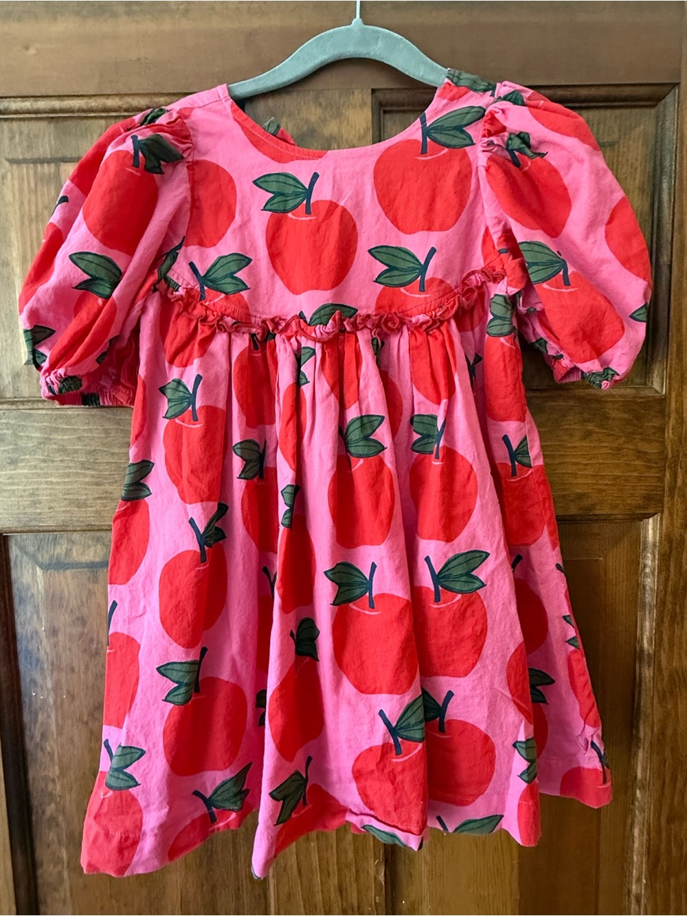 Kids Pink Red Apple Print Dress